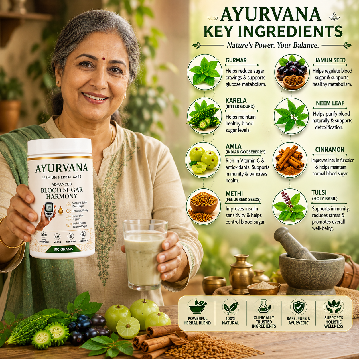 AYURVANA ® DIABETES BLOOD SUGAR POWDER 60DAYS CHALLENGE